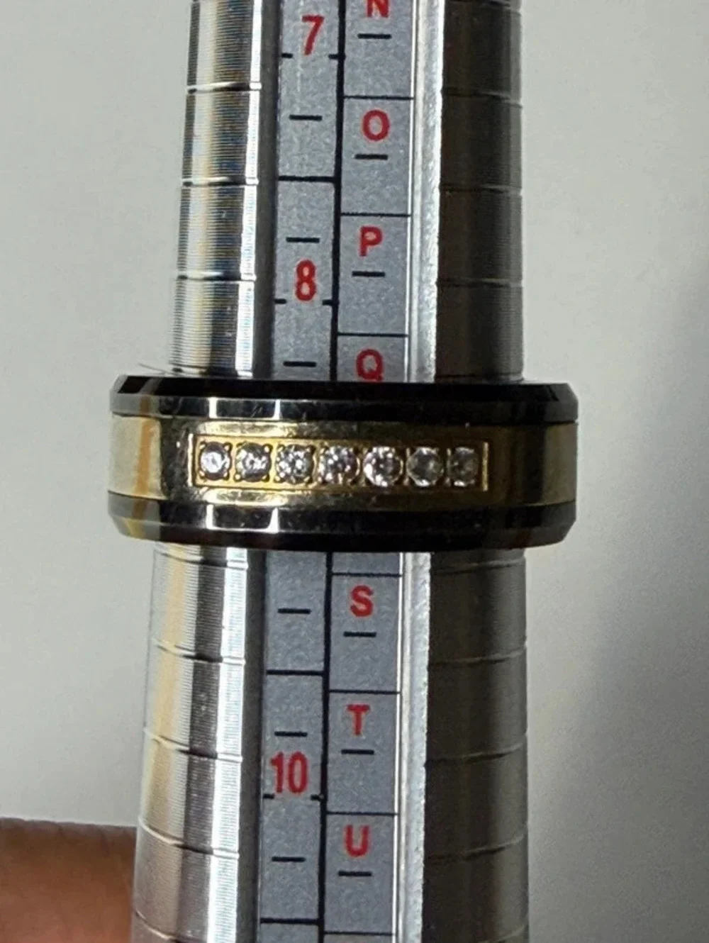 Men's Two-Tone Tungsten Carbide Channel-Set CZ Band Ring – Size 9